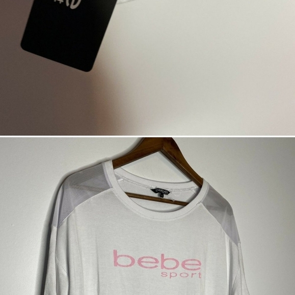 Bebe  logo white boxy athletic tee Euc - Picture 6 of 6